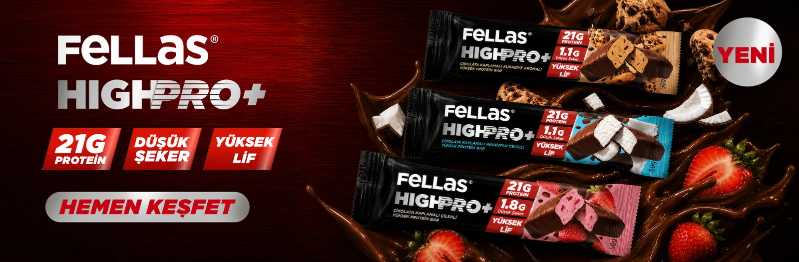 Fellas — HighPRO+ ile 21 g protein, düşük şeker, yüksek lif