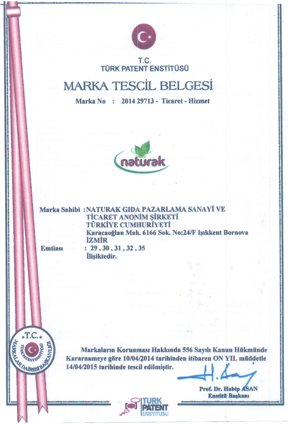 Naturak A.Ş. Marka Tescili
